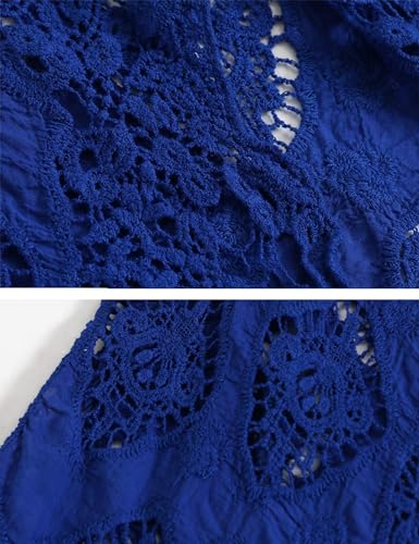 Image of FindThy Women's Hollow Knitting Stitch Cardigan Open Front Draped Boho Hippie Crochet Vest