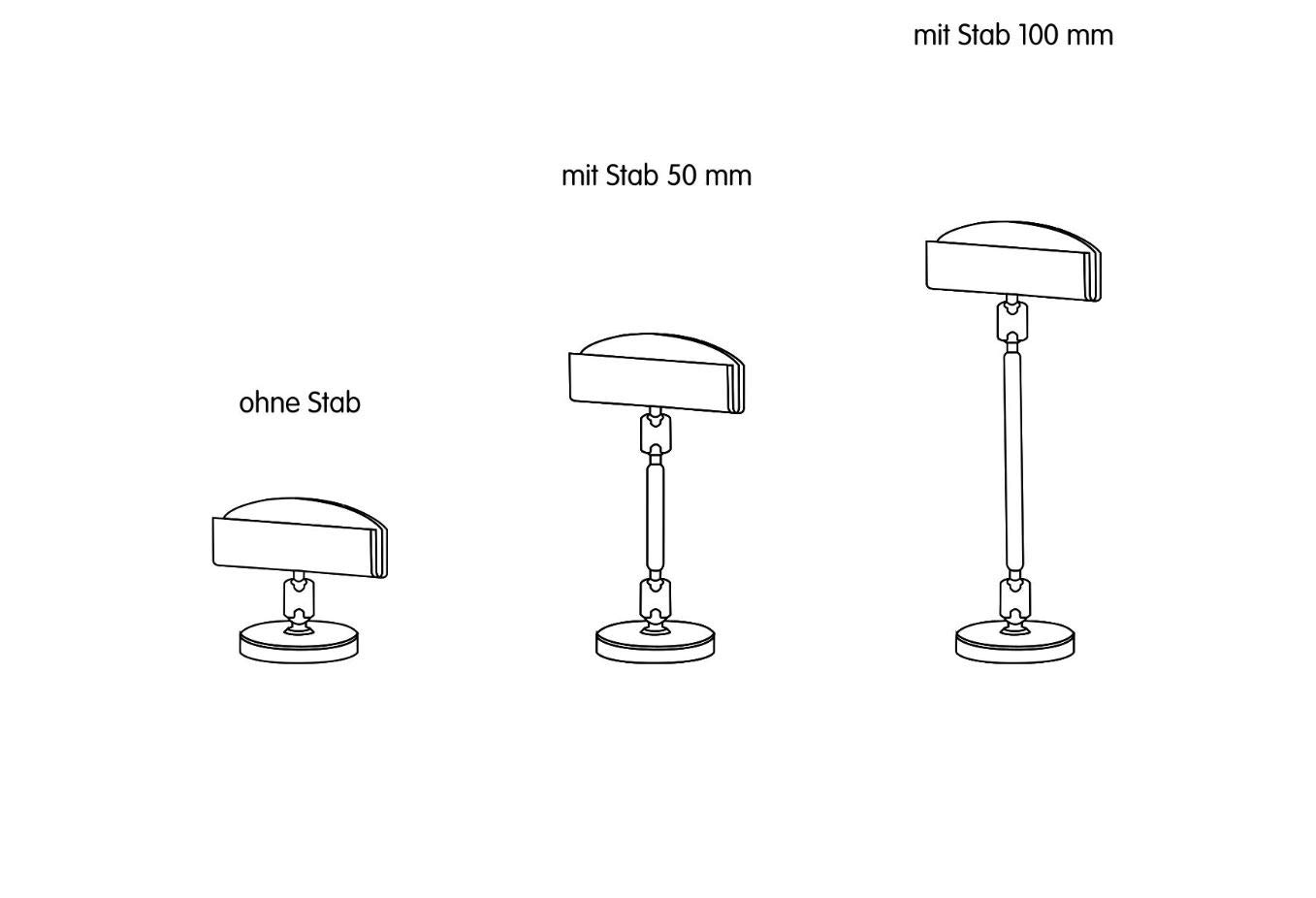 Preisschildhalter für Gewerbe, Büro, Gastronomie und Einzelhandel mit rundem/eckigen Fuß, Klemme, Magnet | 10 Stück | transparent | Set dreiteilig | 50mm (Magnet, 50mm Stab) 470-050