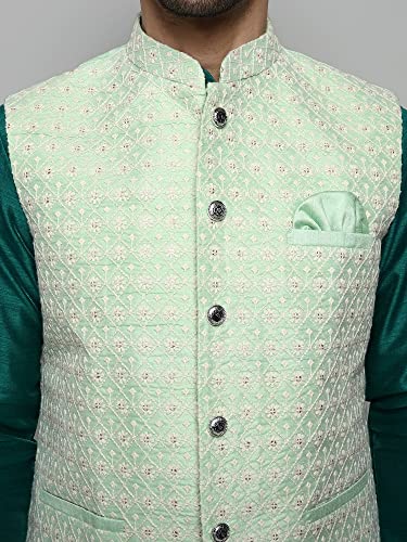 Image of Uri and MacKenzie Men's Silk Blend Kurta Pajama with Designer Ethnic Nehru Jacket /Modi Jacket