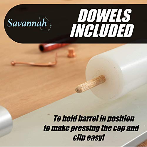 savannah pen press with anodized aluminum base and adjustable assembly rod with uhmw pressure stop for assembling pen parts  exerts up to 30 pounds of pressure