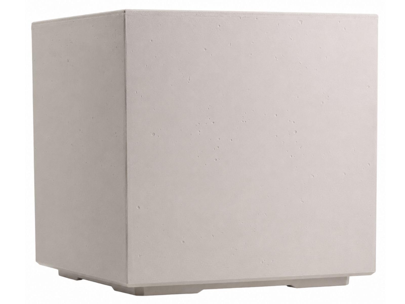 Macetero blanco 40 x 40 x 40 cm, con ruedas, estructura de hormigón, moderna, para jardín, balcón, terraza