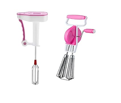 Kabello 2 Pcs Stainless Steel Hand Blender for Egg and Cake Cream Beater Mixer for Home Use Pack of 1