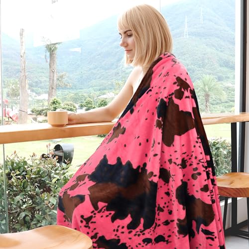 Image of Twin Size Blanket for Bed, Hot Pink Fleece Throw Blanket for Women Teen Girls, Soft Plush Cozy Bedding for Bedroom Decor, Pink Gifts for Women Teen Girls 60 inchx80 inch