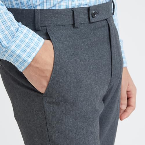 Image of Park Avenue Men's Regular Fit Mid Rise Solid Pattern Poly Viscose Blend Flat Front Formal Trouser