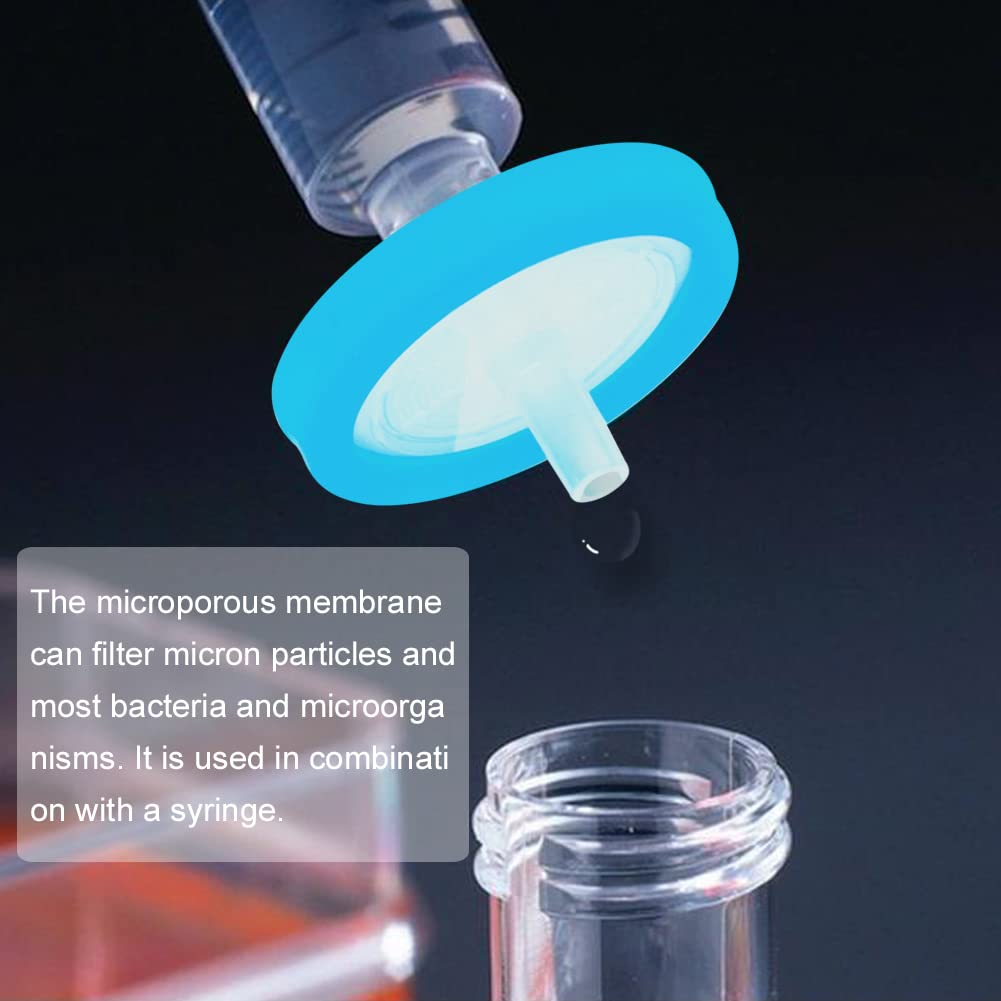 Spritzenfilter Sterile PVDF Membran Nadel Filter für Wissenschaftliche Labor Spritze Filter, 100 Stück, 0.1μm 13mm, Blau