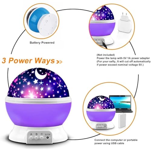 Image of Star Night Light Projector, Multi-Color LED Galaxy Lamp with 15 Lighting Effects, USB Powered, Rotating Star Moon Ceiling Projector for Bedroom, Kids Room