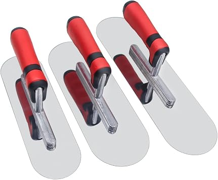 Concrete Tools Set Stainless Steel Pool Trowel 3 PC 14" x 4" & 11"x4" & 10"x3" Flat Finishing Cement Drywall Plastering Masonry Construction Hand Kit