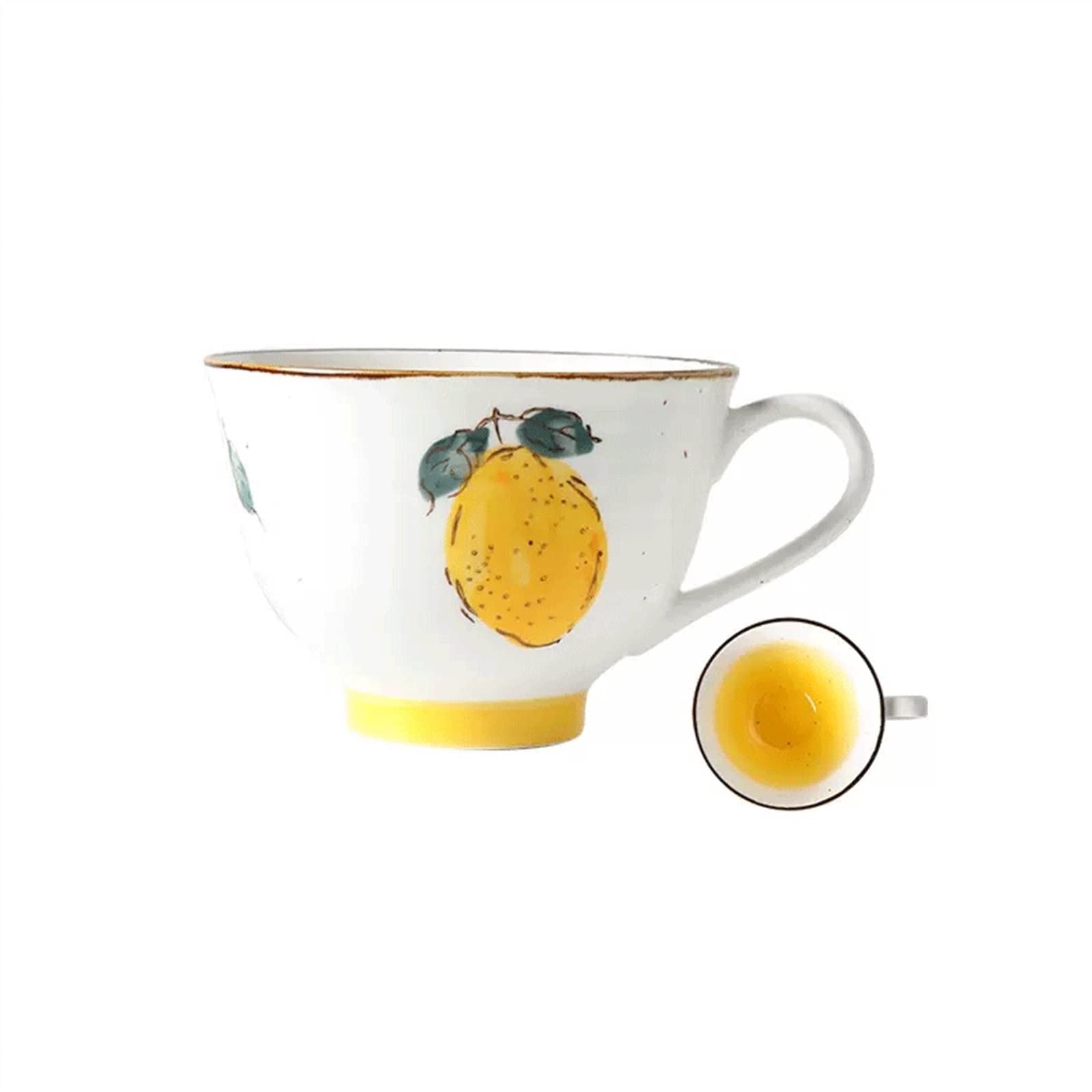 Zxfiytbh Yellow Mug Cups 350Ml Ceramic Water Cup Retro Home Coffee Breakfast Large Capacity Oatmeal Coffee Drink Cup