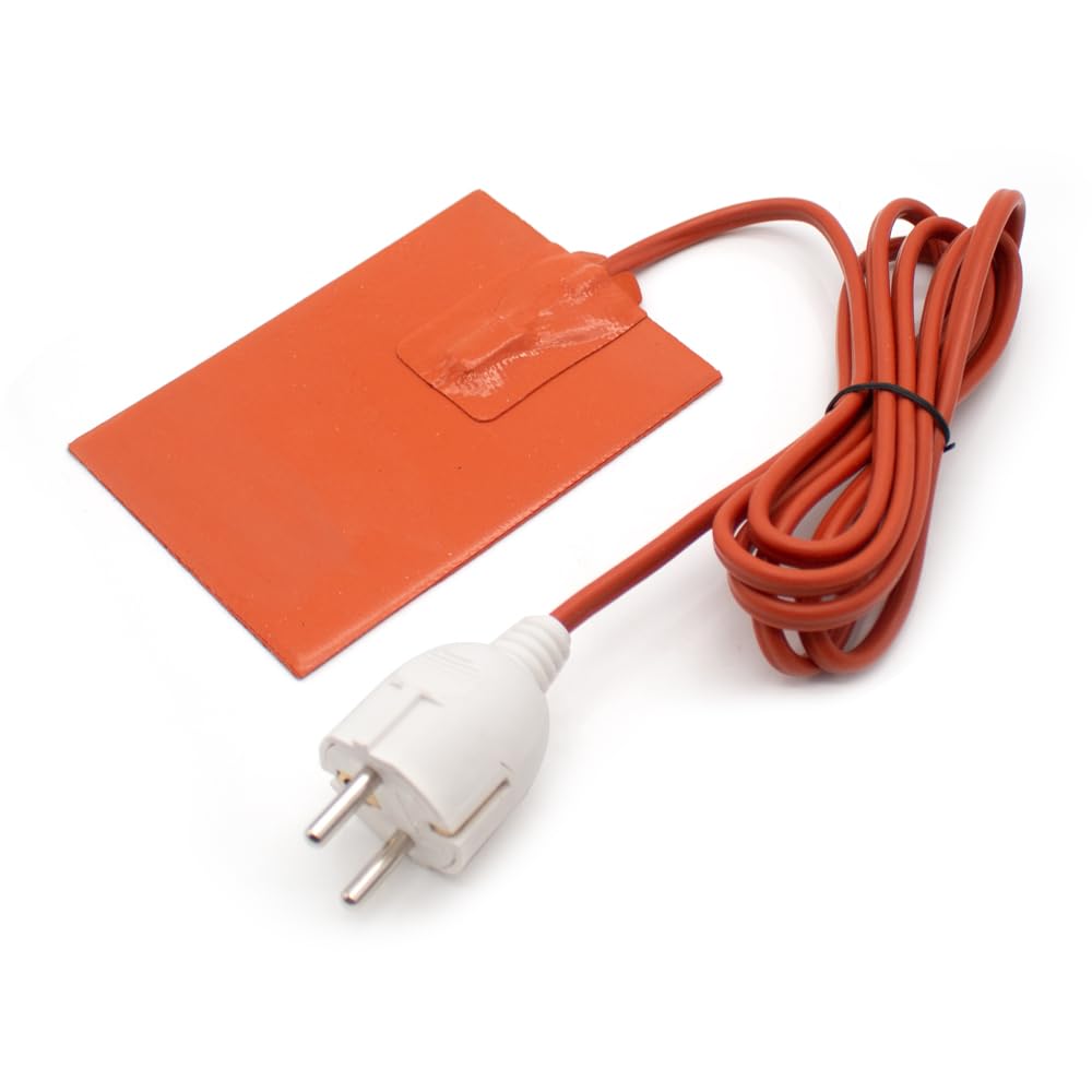 Silikonheizkissen, Heizplatte Für den Hydrauliktank, Elektrische Motorblockheizplatte, EU stecker, Eingebauter 90°C Wärmeschutzschalter 220V 120W 9x13CM