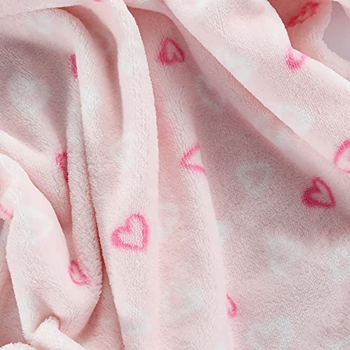 Image of CREVENT 30''X40'' Lightweight Cozy Plush Fluffy Warm Fleece Baby Blanket for Girl Infant Toddler Crib Cot Stroller, (Pink Heart)