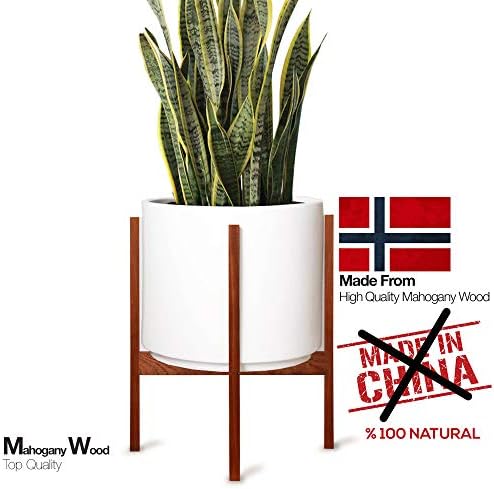 FABRIK Mid-Century Modern Minimalist Wood 11'' Plant Stand Tall Wood for Indoor and Outdoor - Elegant Design- 100% Handmade from Natural Organic Mahogany Wood (Pot Not Included)