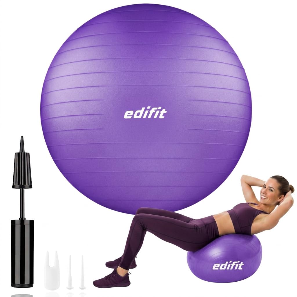 EDIFIT Palla Fitness, Pilates Attrezzi Casa, Incluso il Gonfiatore, Fitball, Yoga Accessori, Palla Gravidanza, Ginnastica Ritmica