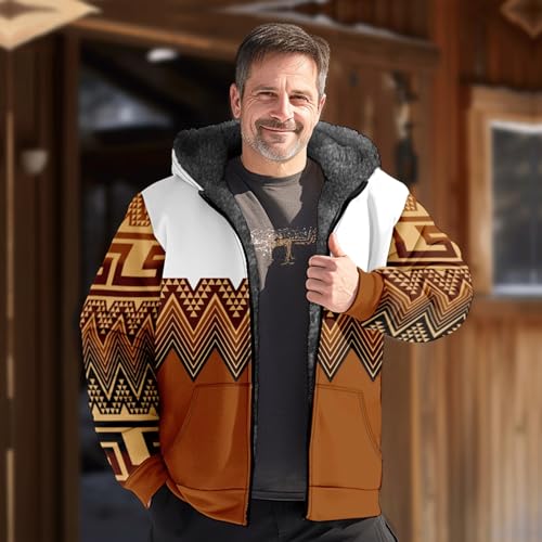 Sudadera con capucha para hombre con forro sherpa premium y cremallera 3