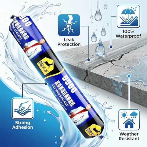 Image of Waterproof Silicone Sealant 9900 Fast Dry Leak Repair Adhesive - Multi Surface Gap Filler for Roof, Concrete, Water Tank, Bathroom & Kitchen | Weather Resistant Neutral Cure Sealant Tube