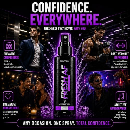 Image of Fresh AF Intimate Spray for Men (750 Sprays) | pH Balanced, Anti-Bacterial, Anti-Odour with Aloe Vera | Hygiene Spray for Lower body Odour Control | Pre /post gym, travel, shower | Barely there - Mild subtle scent