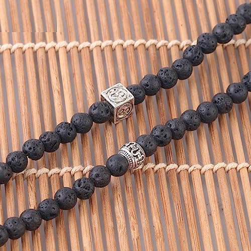 Bracelet multicouches pour hommes avec pierre de lave et hamsa