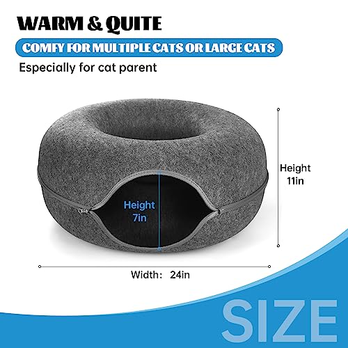 Yunlan Cat Tunnel Bed, Indoor Cat Cave, Cat Tunnel, Large Cat House, Donut Cat Bed - Perfect For Multi-Cat Households (Grey) #TOP1