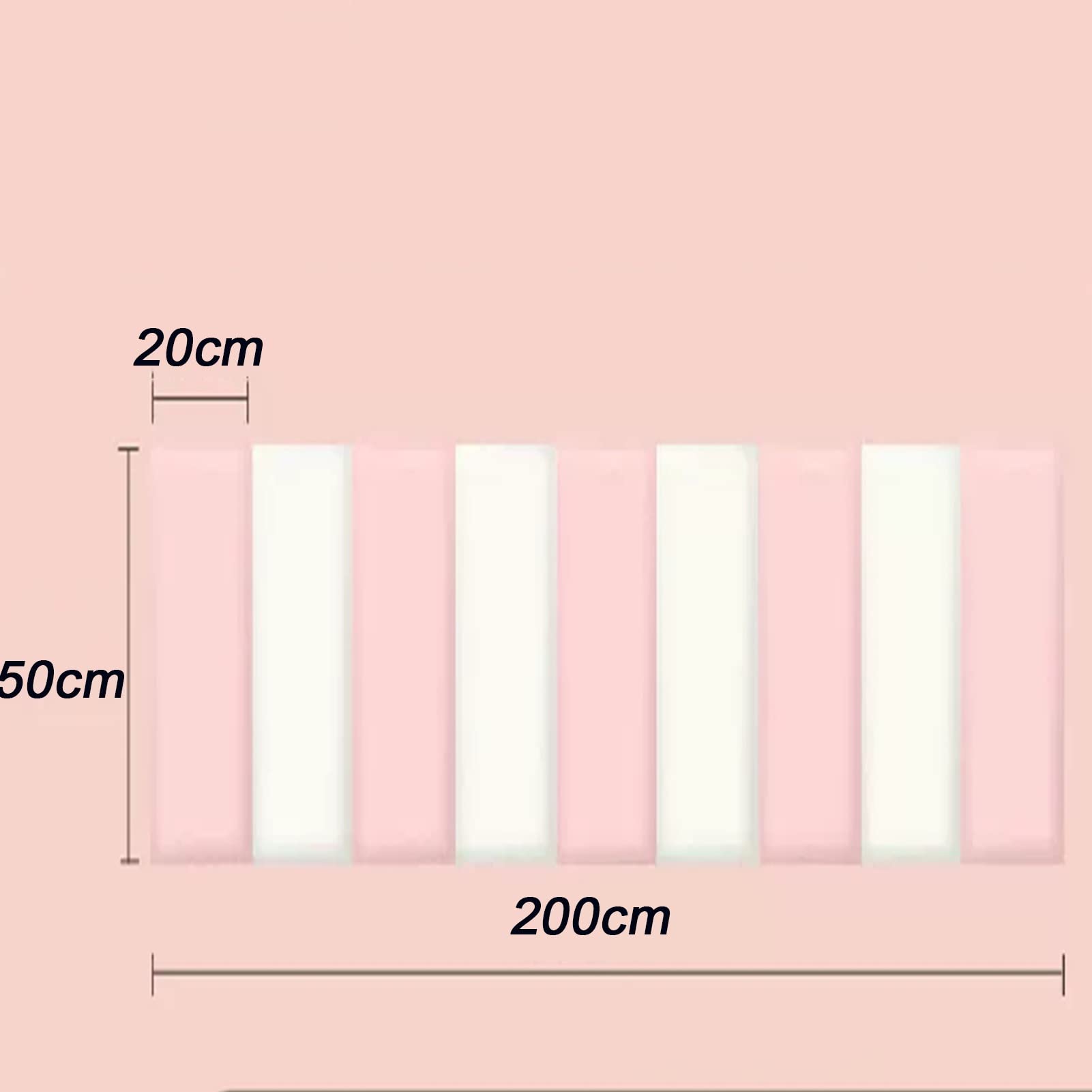 Bett Kopfteil Wandpolster, 3D Wandaufkleber Selbstklebend, Abziehen Und Kleben Kopfteil, Kinderzimmer Anti-Kollision Weiche Tasche Für Wanddekoration (Farbe : Rosa, Größe : 50x200cm)