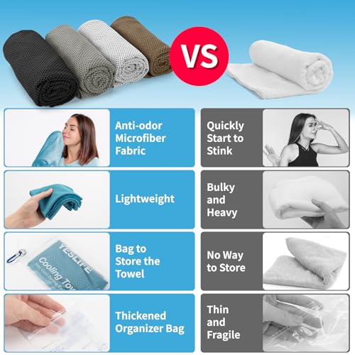 Image of YESLIFE 4-Pack Cooling Towels (40 inchx 12 inch), Cooling Neck Wraps, Ice Towel
