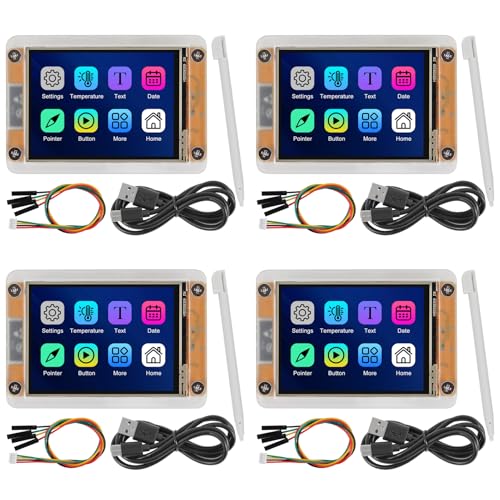 ESP32 Touchscreen 2.8inch TFT LCD Display ESP-WROOM-32 ILI9341 Resistive Touch Module ESP32-2432S028R Bluetooth WiFi Dual Core Development Board 240 * 320 for Arduino (4pcs with Acrylic Case)