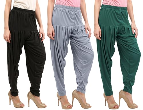 Image of Buy That Trendz Patiyala Pants for Women 3 Combo Patiyala Salwar Harem Viscose Bottoms Pants for Women