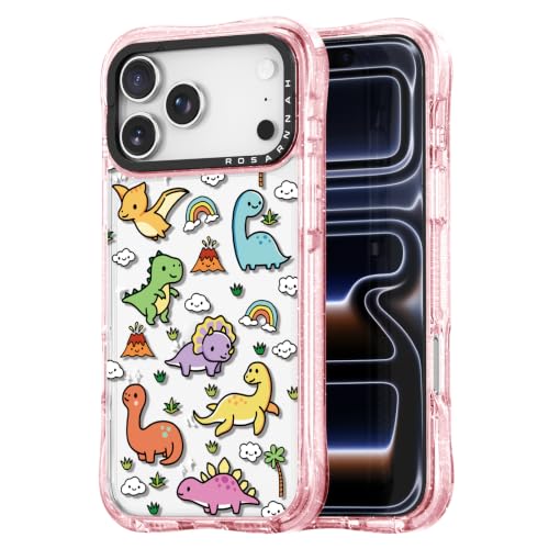 Rosarnnah for iPhone 18 Pro Case Aesthetic Pink, Dinosaur Land