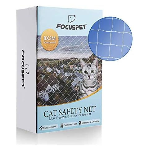 Focuspet Katzennetz, 8x3 M Katzennetz Transparent Katzengitter Balkon Katzenschutznetz Schutznetz Balkonnetz Katzennetz Cover