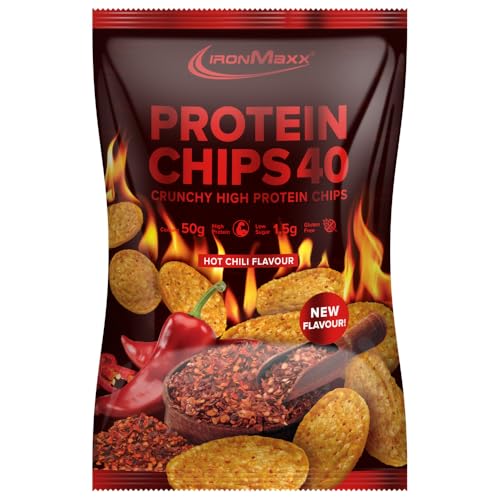IronMaxx High Protein Chips – Hot Chili 50g | Low Carb, Glutenfrei & Zuckerarm | Knuspriger Eiweiß-Snack