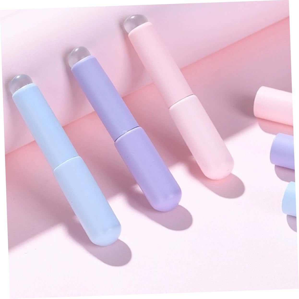 Ipetboom 15pezzi Pennelli Per Labbra Silicone Con Testa Rotonda Applicatori Per Rossetto e Lucidalabbra Facili Da Pulire Colori Pastello