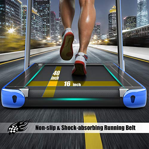 Image of Goplus 2 in 1 Folding Treadmill with Dual Display, 2.25HP Superfit Under Desk Electric Pad Treadmill, Installation-Free, Blue Tooth Speaker, APP Control, Remote Control, Walking Jogging for Home