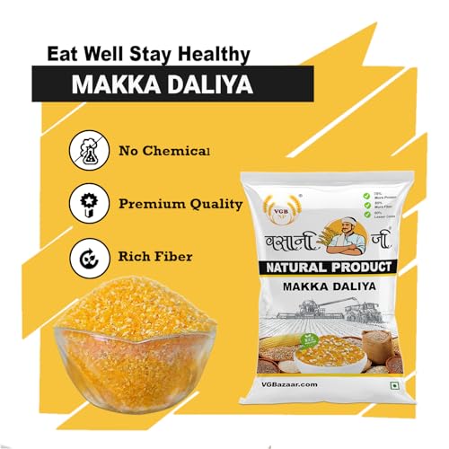 Image of Vasani G Makka Daliya | Corn Porridge | Maize Zea-Mays Makki Makai Sweet Corn Popcorn | Cracked & Broken Corn Dalia for Upma Lapsi Rava Kanji Khichdi Cereal Flakes - 500g