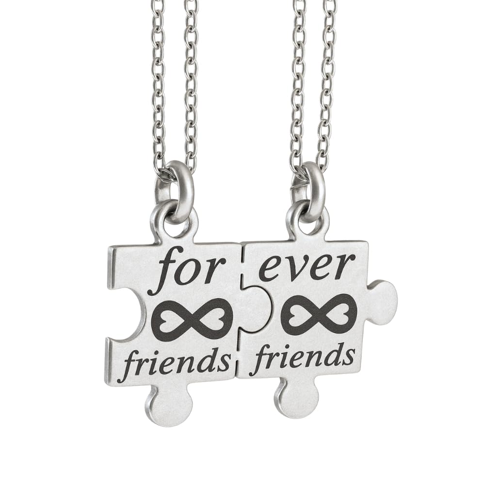 Collana Migliori Amiche BFF Puzzle Divisibile in Acciaio Inox | Set 2 Collane Amicizia | Ciondolo che si Divide | Idea Regalo Amiche Speciali cll1917