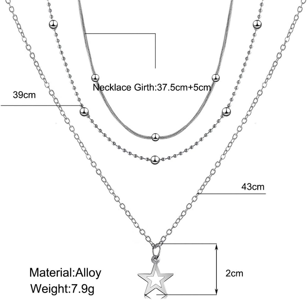 Silver Star Necklace for Women Vintage Y2K Layered Necklaces Cute Star Pendant Necklaces Charm Stacked Necklace Weeknd Jewelry Grunge Jewelry image 2