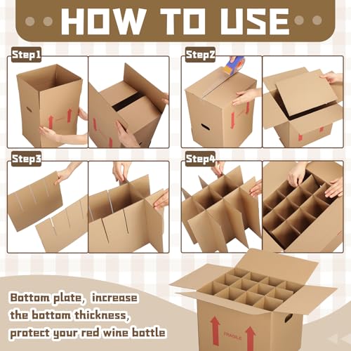 Image of Tatuo 40 Pack Wine Box for Moving, 12 Bottle, with Divider, 14 x 12 x 13 in