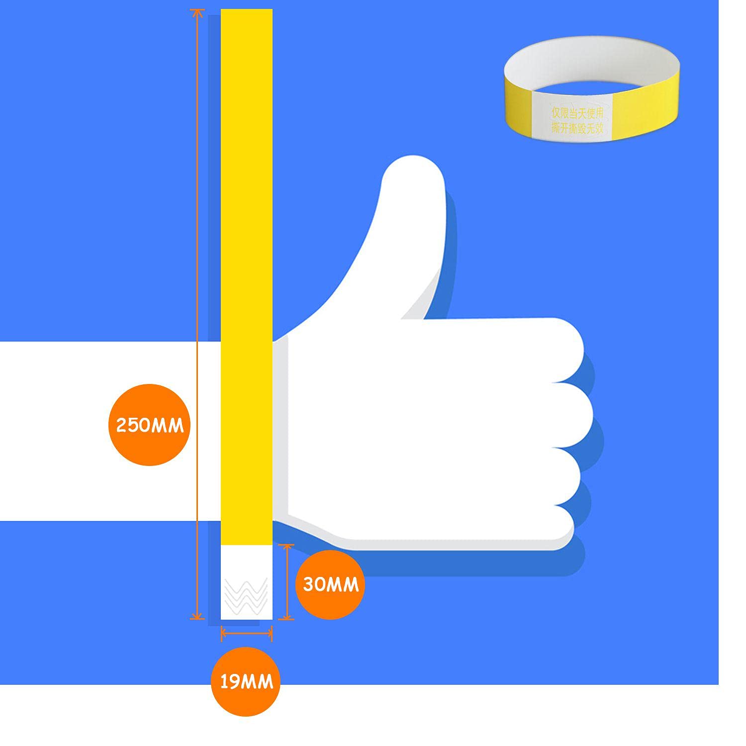 100 Braccialetti Ingresso Impermeabili 19x255 Mm - Per Eventi, Parchi, Concerti (5 Colori) - Foto 9