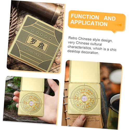Brújula china Feng Shui POPETPOP de latón 14.5cm portátil miniatura 3