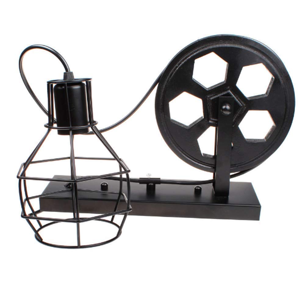 Wandleuchte Schwarz Eisen Industrie Retro Esstisch Wandlampe Rolle Vintage Wandleuchter Restaurant Wandlicht rustikal Gang Esszimmer Fluren Dielen Wandleuchten Cafe Shop E27