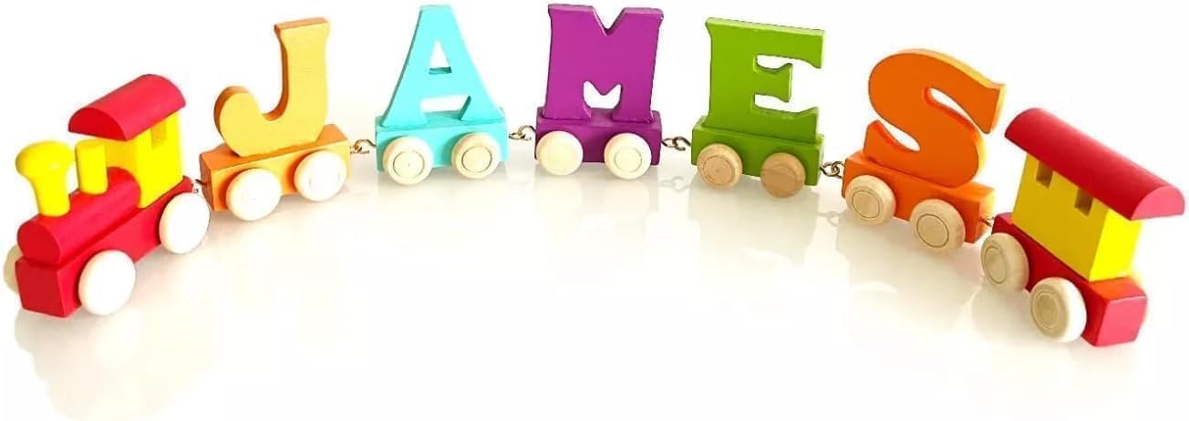 Personalized Colorful Wooden Childrens Alphabet Train Letters 5 Letters Name (2 Letter Name)