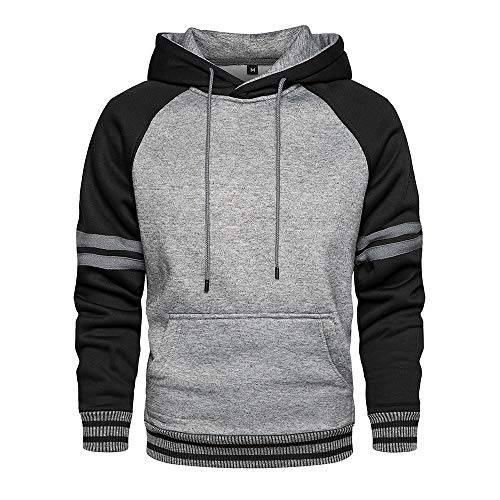 LBL Sweat Homme à Capuche Couleur Vives Pull de Manches Longues Poche Kangourou pour Hiver et Automne Gris Foncé 2XL