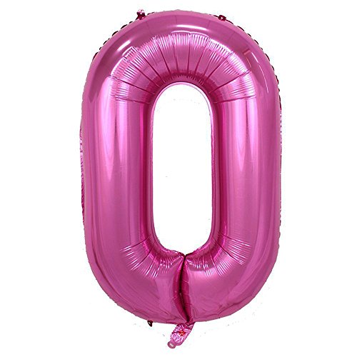 Langxun 40inch Pink Foil Number Balloons for Birthday Party Supplies and Birthday Decorations and Birthday Photo Booth Props (Number 0)