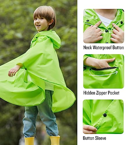 Image of SaphiRose Lightweight Kids Rain Poncho Jacket Waterproof Outwear Rain Coat