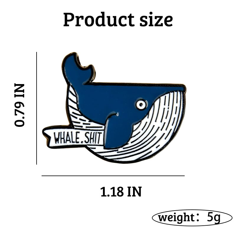 Image of Whale Enamel Pin for Backpack Hat Decorations for Bag Clothes Accessories for Women Men Funny Gifts for Friends Coworkers Novelty Birthday Gifts for Son Daughter Metal Brooch Pins Cute Whale Decor
