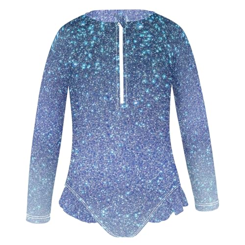 CHIFIGNO Long Sleeve One Piece Swimsuit Girls Navy Blue Gradient Gradient Girls Long Sleeve Bathing Suit 3T2