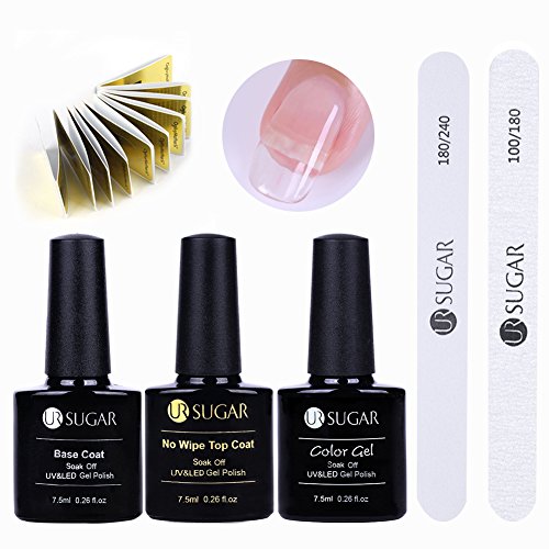 CoulorButtons URSUGAR - Esmalte de uñas de gel de construcción rápida, 7,5 ml, para extensión de uñas, con luz UV LED, color rosa y transparente