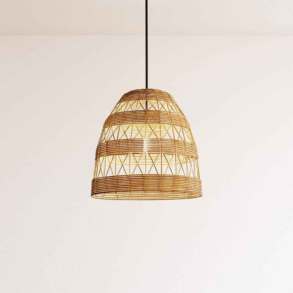 Cgc Lighting Rattan Indoor Ceiling Lamp Shade Hand Made Easy Fit Non Electrical Hanging Kitchen Island (Rattan)