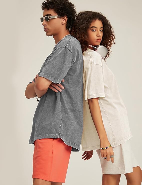 3 Pack Men Oversized T Shirts Cotton Tee Vintage Unisex Short Sleeves Casual Loose Wash Basic Streetwear Baggy Tops3