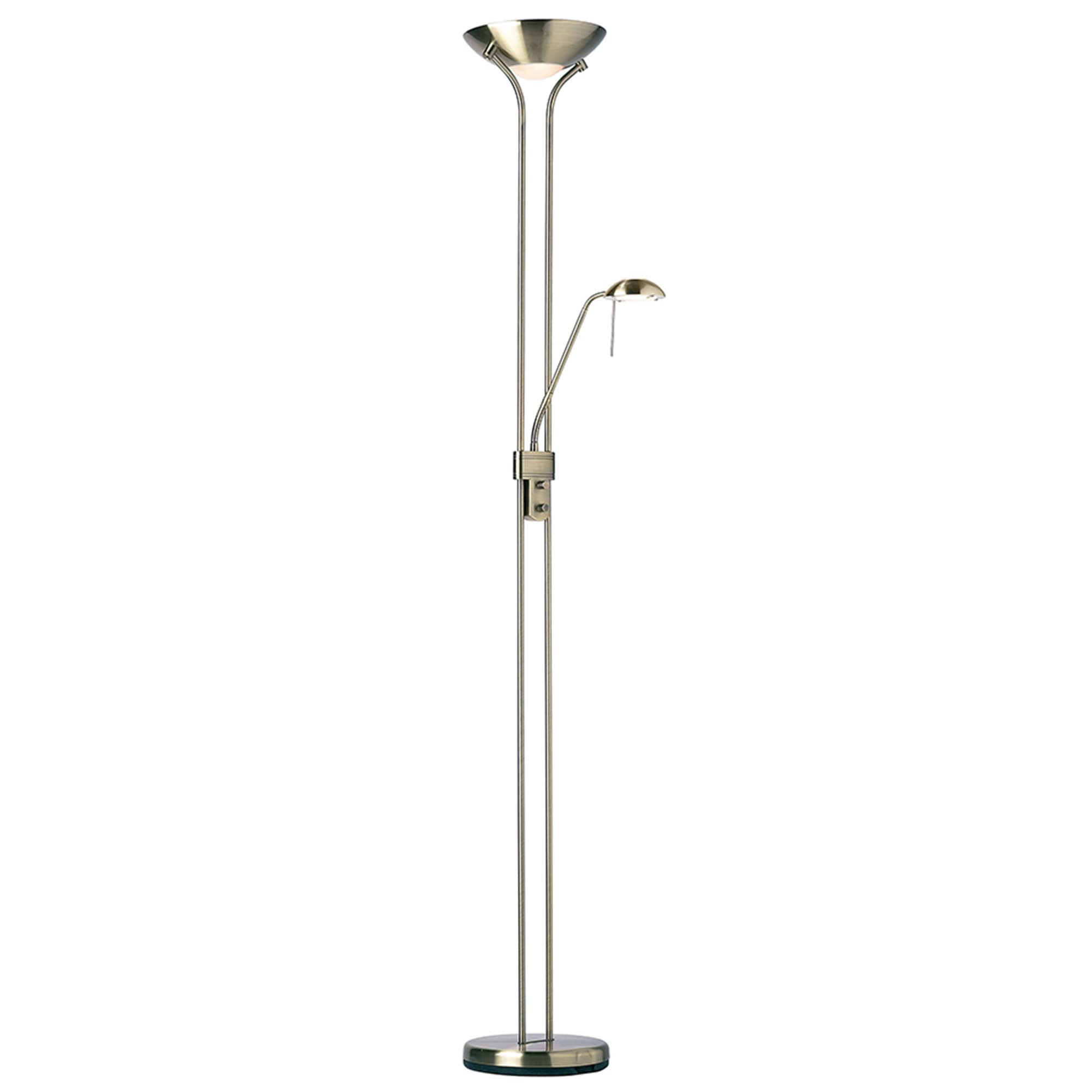 National Lighting Antique Brass (Without Bulb) Mother And Child Uplighter Floor Lamp With Reading Light - Antique Brass Finish Floor Lamps For Living Room R7s/G9 Bulbs (Not Included)