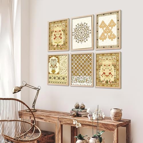 Image of kotart Premium Digital Madhubani Art Paintings with Frame for Home Decor - Framed Painting for Living Room Bedroom Office Room Decor - Painting for Wall Decoration - Pack of 6 (13x17, E)