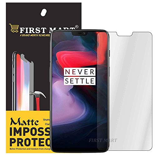 FIRST MART - A Brand Worth Remembering Screen Protector Oneplus 6 - Flexible Matte Tempered Glass Precisely-Engineered Hammer Proof Impossible Fiber Film Screen Guard with Installation Kit Deal