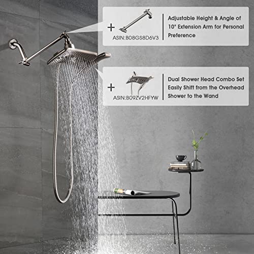 Bright Showers 6 Inch Brass Shower Arm With Flange Shower Pipe Arm For Wall Mount Fixed And Handheld Shower Head, Brushed Nickel #TOP6